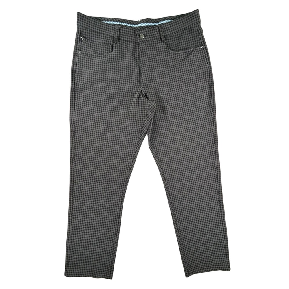 FootJoy Athletic Fit Golf Pants Mens 34x30 Grey Gingham Check Stretch 5-Pocket